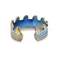 Ion Plating(IP) Rainbow Color 304 Stainless Steel Leaf Open Cuff Ring for Women&nbsp;RJEW-C025-03M