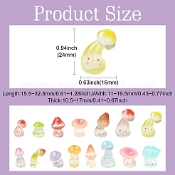 60Pcs 15 Styles Luminous Resin Mushroom Ornaments&nbsp;DJEW-CJ0001-19