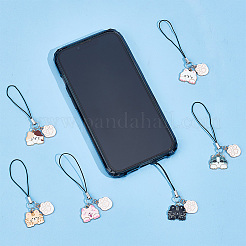 Cat & Paw Print Alloy Enamel Mobile Straps&nbsp;HJEW-AB00588