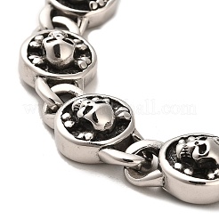 304 Stainless Steel Skull Link Chain Bracelets&nbsp;BJEW-E094-08AS