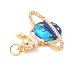Eco-Friendly Brass Micro Pave Cubic Zirconia with Enamel Pendants&nbsp;KK-K268-22G