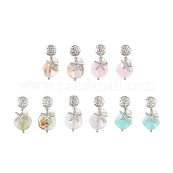 304 Stainless Steel & Acrylic & Natural Pearl Stud Dangle Earrings&nbsp;EJEW-JE07446-01