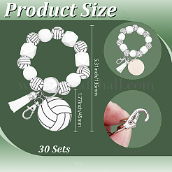 30Pcs Volleyball Wood Pendant Decorations&nbsp;HJEW-JOY00015