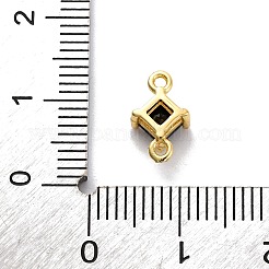 Brass Cubic Zirconia Rhombus Connector Charms&nbsp;KK-F894-12G-04