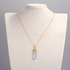 Brass Natural Crystal Pencil Pendant Necklaces&nbsp;NJEW-JN01141