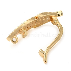 Brass Micro Pave Clear Cubic Zirconia Fold Over Clasps&nbsp;KK-G505-18G