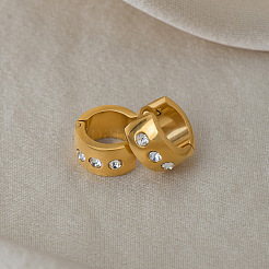 304 Stainless Steel Rhinestone Hoop Earrings for Women&nbsp;BG8206-1