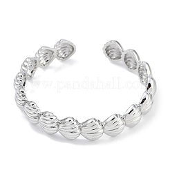 Shell Shape Rack Plating Brass Cuff Bangles for Women&nbsp;BJEW-P341-05P