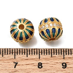 Brass Enamel & Clear Cubic Zirconia Beads&nbsp;KK-G605-21G