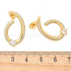 Rack Plating Brass Micro Pave Clear Cubic Zirconia Stud Earrings for Women&nbsp;EJEW-C125-21B-G