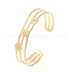 304 Stainless Steel & Rhinestone Cuff Bangles for Women&nbsp;BJEW-C155-01B-G