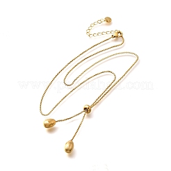 304 Stainless Steel Teardrop Pendant Lariat Necklaces for Women&nbsp;NJEW-U031-01G