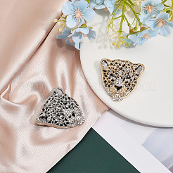 2Pcs 2 Colors Rhinestone Leopard Brooch Pin&nbsp;JEWB-CA0001-27