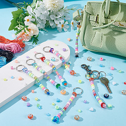 DIY Acrylic Beads & Iron Split Key Rings Keychain Making Kits&nbsp;DIY-AR0004-24