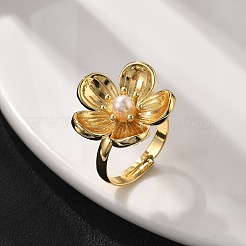 Flower Brass Finger Rings for Women&nbsp;LS-RJEW-S622-05G