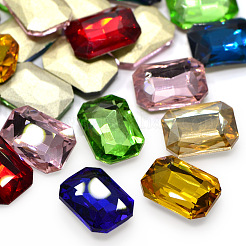 Faceted Rectangle K9 Glass Pointed Back Rhinestone Cabochons&nbsp;RGLA-A017-13x18mm-SM