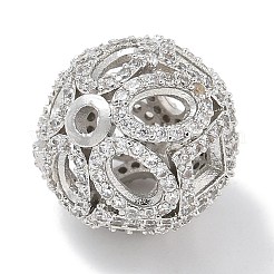 Rack Plating Brass Micro Pave Cubic Zirconia Beads&nbsp;KK-L224-019P