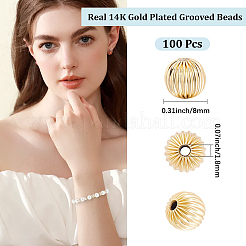 100Pcs  Brass Grooved Beads&nbsp;KK-BBC0028-39