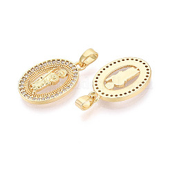 Religion Brass Micro Pave Cubic Zirconia Pendants&nbsp;KK-T073-49G