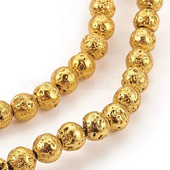 Electroplated Natural Lava Rock Bead Strands&nbsp;G-E511-01F-10mm