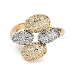 Brass Micro Pave Cubic Zirconia Cuff Rings&nbsp;RJEW-U030-01G-02