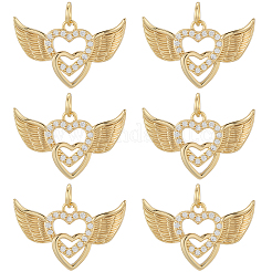 8pcs Brass Micro Pave Cubic Zirconia Pendants&nbsp;KK-BBC0020-22