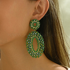 201 Stainless Steel Bohemian Oval Vintage Long Stud Earrings&nbsp;HB4853-3