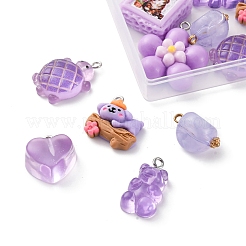 16Pcs 8 Styles Opaque Resin Pendants&nbsp;RESI-FP0001-30