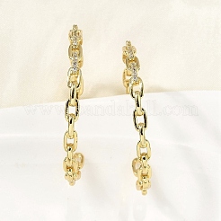 Brass Clear Cubic Zirconia C-Shaped Stud Earrings&nbsp;EJEW-L261-024G