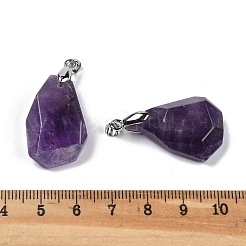 Natural Amethyst Faceted Nuggets Pendants&nbsp;G-B139-01P-01