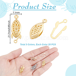 60Pcs 3 Colors Stainless Steel Box Clasps&nbsp;STAS-GA0002-32