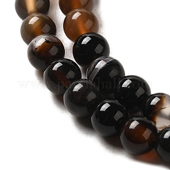 Dyed & Heated Black Agate Round Bead Strands&nbsp;G-P070-22-4mm