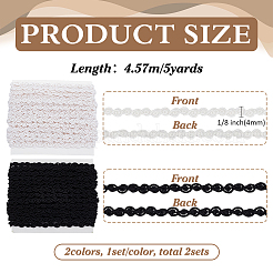 2Pcs 2 Colors Polyester Wave Lace Ribbon&nbsp;OCOR-FG0002-93A