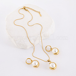 304 Stainless Steel Pendant Necklaces & Hoop Earrings Sets&nbsp;PO6215-3