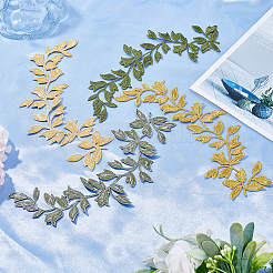 4Pcs 2 Colors Leaf Computerized Embroidery Polyester Ornament Accessories&nbsp;FIND-GF0005-29