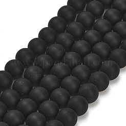 Natural Brazil Black Onyx(Dyed & Heated) Beads Strands&nbsp;G-Z024-01B-8mm-01