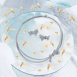 100Pcs Brass Teardrop Stud Earring Findings&nbsp;DIY-GO0001-15