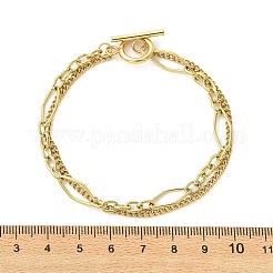 304 Stainless Steel Curb Chain & Singapore Chain Double Layer Chain Bracelets for Women&nbsp;BJEW-JB13669