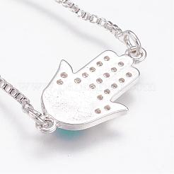 Long-Lasting Plated Adjustable Brass Cubic Zirconia Slider Bracelets&nbsp;BJEW-P165-10A