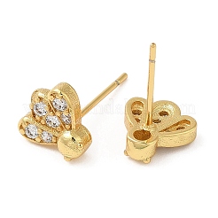 Rack Plating Brass Badminton Stud Earrings with Cubic Zirconia&nbsp;EJEW-D061-21G