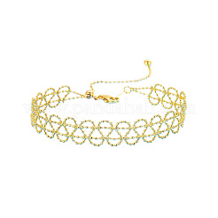 Brass Round Beaded Adjustable Hollow Lace Slider Bracelets for Women&nbsp;WG44F0D-01