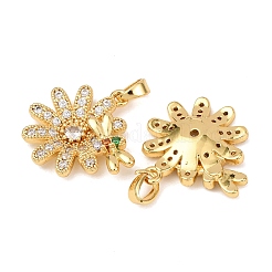 Brass Micro Pave Clear Cubic Zirconia Pendants&nbsp;KK-G543-05G-02