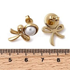 201 Stainless Steel ABS Plastic Pearl Stud Earrings&nbsp;EJEW-Z151-13G-04