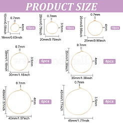 54Pcs 7 Styles Brass Hoop Earring Findings&nbsp;KK-BC0013-33G