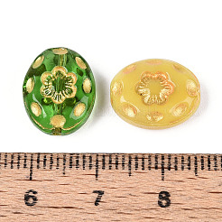 Oval with Flower Glass Beads&nbsp;GLAA-T025-48M