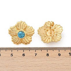304 Stainless Steel Synthetic Turquoise Stud Earrings for Women&nbsp;EJEW-U046-15G