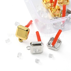 8Pcs 2 Color Rack Plating Alloy Square Stud Earring Findings&nbsp;FIND-YW0003-80