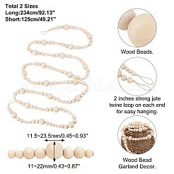 Round Natural Wood Beads Wall Hanging Decorations&nbsp;WOOD-GA0001-08