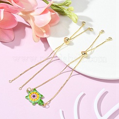 Rack Plating Brass Box Chain Slider Bracelets&nbsp;MAK-YW0001-04G