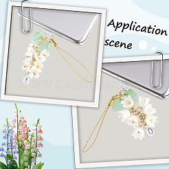 2Pcs 2 Colors Glass & ABS Plastic Imitation Pearl Mobile Straps&nbsp;HJEW-SC0002-92B